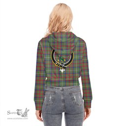 ScotsTee Shop Scottish Shaw Green Modern Clan Crest Tartan Womens Cropped Zip Up Hoodie