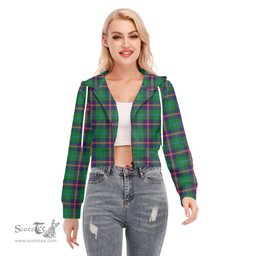 ScotsTee Shop Scottish Young Modern Clan Tartan Womens Cropped Zip Up Hoodie
