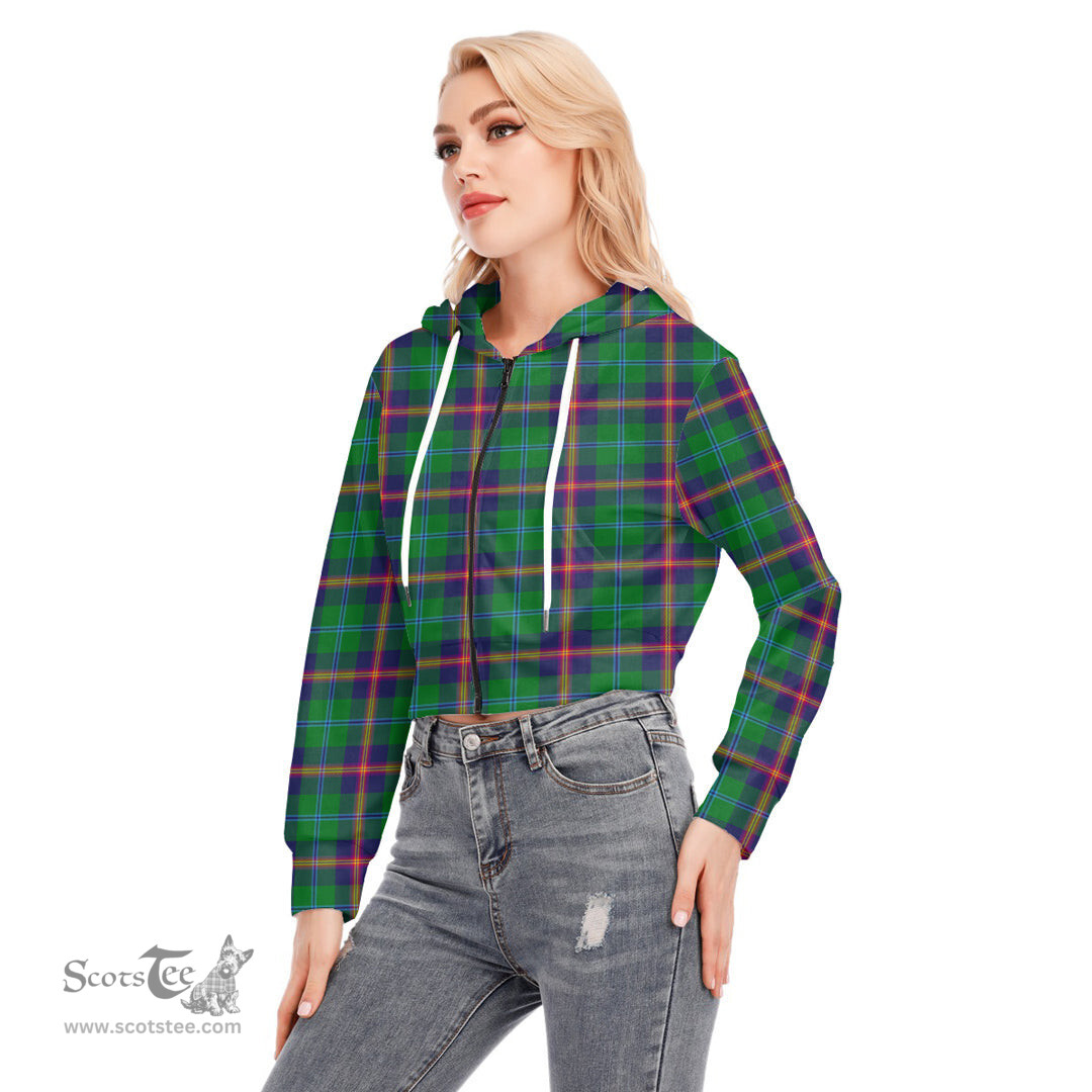 ScotsTee Shop Scottish Young Modern Clan Tartan Womens Cropped Zip Up Hoodie