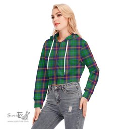ScotsTee Shop Scottish Young Modern Clan Tartan Womens Cropped Zip Up Hoodie
