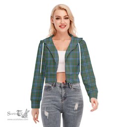 ScotsTee Shop Scottish Ogilvie Hunting Ancient Clan Tartan Womens Cropped Zip Up Hoodie
