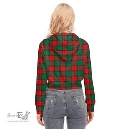 ScotsTee Shop Scottish Stewart Atholl Modern Clan Tartan Womens Cropped Zip Up Hoodie