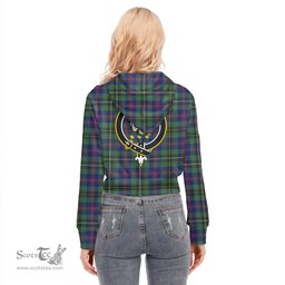 ScotsTee Shop Scottish Wood Modern Clan Crest Tartan Womens Cropped Zip Up Hoodie