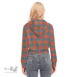 ScotsTee Shop Scottish Robertson Ancient Clan Tartan Womens Cropped Zip Up Hoodie