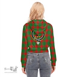ScotsTee Shop Scottish Middleton Modern Clan Crest Tartan Womens Cropped Zip Up Hoodie