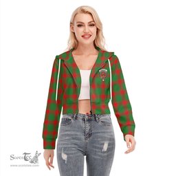 ScotsTee Shop Scottish Middleton Modern Clan Crest Tartan Womens Cropped Zip Up Hoodie