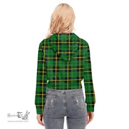 ScotsTee Shop Scottish Wallace Hunting Green Clan Tartan Womens Cropped Zip Up Hoodie