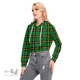 ScotsTee Shop Scottish Wallace Hunting Green Clan Tartan Womens Cropped Zip Up Hoodie