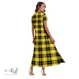 ScotsTee Shop Scottish Barclay Dress Modern Clan Crest Tartan Womens Fitted V-neck Side Slit Maxi Dress
