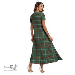 ScotsTee Shop Scottish Gayre Clan Tartan Womens Fitted V-neck Side Slit Maxi Dress