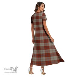 ScotsTee Shop Scottish Davidson Dress Dancers Clan Tartan Womens Fitted V-neck Side Slit Maxi Dress