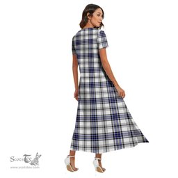 ScotsTee Shop Scottish Hannay Modern Clan Tartan Womens Fitted V-neck Side Slit Maxi Dress