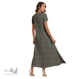 ScotsTee Shop Scottish Haig Check Clan Tartan Womens Fitted V-neck Side Slit Maxi Dress