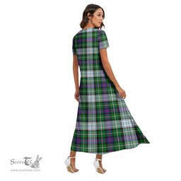 ScotsTee Shop Scottish MacKenzie Dress Modern Clan Crest Tartan Womens Fitted V-neck Side Slit Maxi Dress