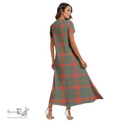 ScotsTee Shop Scottish MacKintosh Ancient Clan Crest Tartan Womens Fitted V-neck Side Slit Maxi Dress