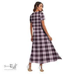 ScotsTee Shop Scottish MacPherson Hunting Modern Clan Tartan Womens Fitted V-neck Side Slit Maxi Dress