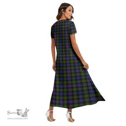 ScotsTee Shop Scottish Murray of Atholl Modern Clan Tartan Womens Fitted V-neck Side Slit Maxi Dress