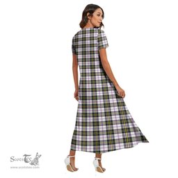 ScotsTee Shop Scottish MacPherson Dress Modern Clan Tartan Womens Fitted V-neck Side Slit Maxi Dress