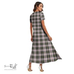 ScotsTee Shop Scottish MacPherson Dress Ancient Clan Tartan Womens Fitted V-neck Side Slit Maxi Dress