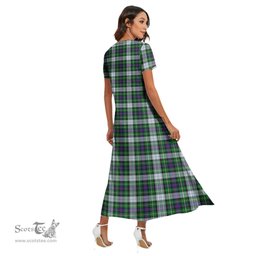 ScotsTee Shop Scottish MacKenzie Dress Modern Clan Tartan Womens Fitted V-neck Side Slit Maxi Dress