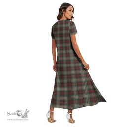 ScotsTee Shop Scottish Scott Brown Ancient Clan Tartan Womens Fitted V-neck Side Slit Maxi Dress