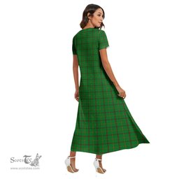 ScotsTee Shop Scottish Tribe of Mar Clan Tartan Womens Fitted V-neck Side Slit Maxi Dress