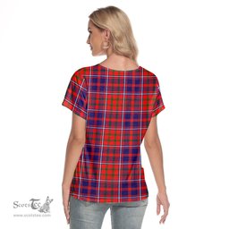 ScotsTee Shop Scottish Cameron of Lochiel Modern Clan Crest Tartan Womens V Neck T Shirt