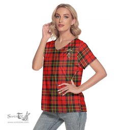 ScotsTee Shop Scottish Brodie Modern Clan Crest Tartan Womens V Neck T Shirt
