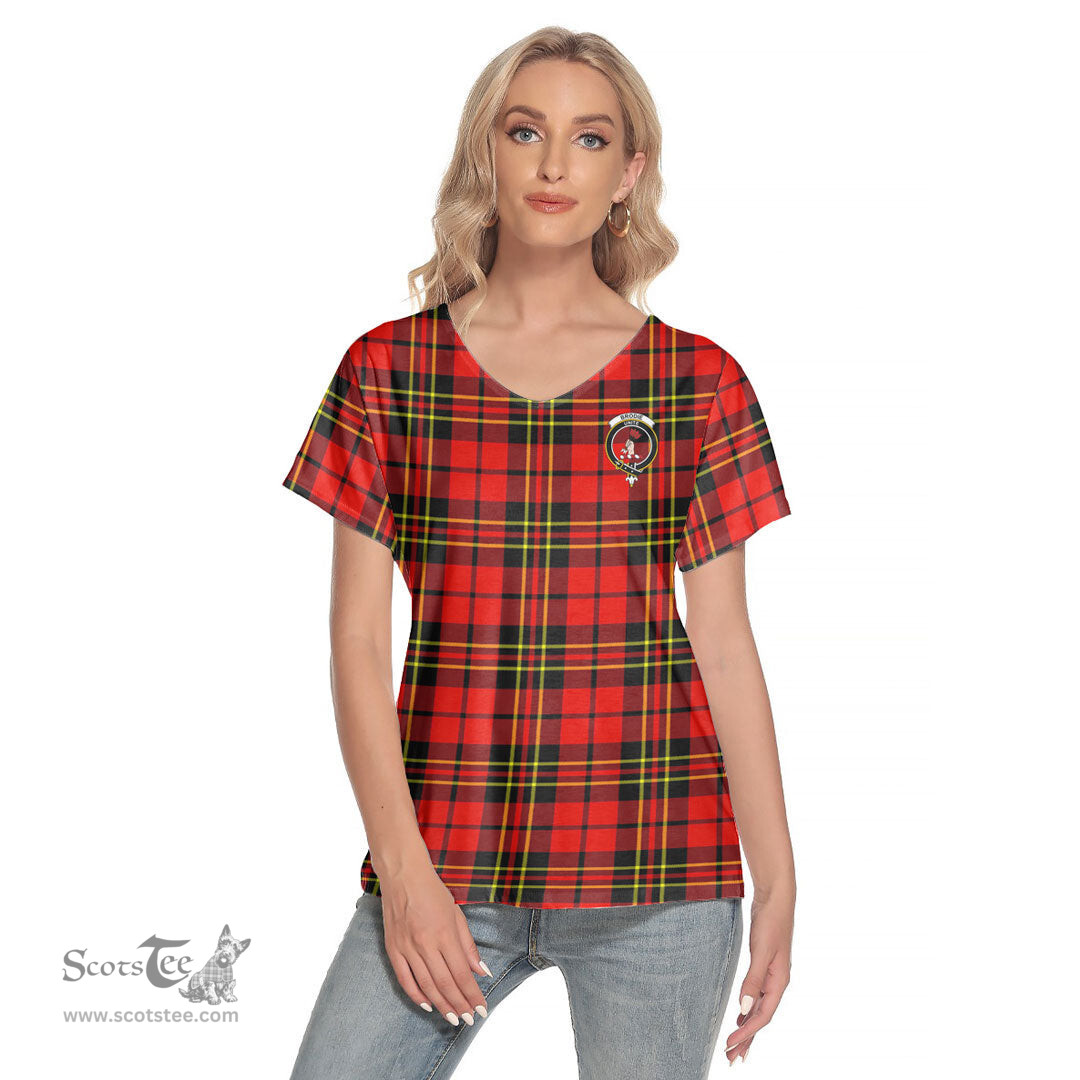 ScotsTee Shop Scottish Brodie Modern Clan Crest Tartan Womens V Neck T Shirt