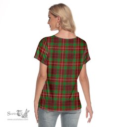 ScotsTee Shop Scottish Ainslie Clan Tartan Womens V Neck T Shirt