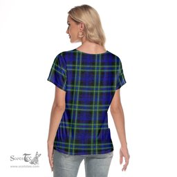 ScotsTee Shop Scottish Arbuthnot Modern Clan Tartan Womens V Neck T Shirt