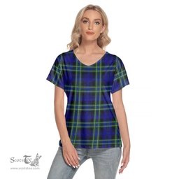 ScotsTee Shop Scottish Arbuthnot Modern Clan Tartan Womens V Neck T Shirt