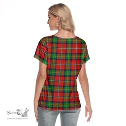 ScotsTee Shop Scottish Boyd Modern Clan Tartan Womens V Neck T Shirt