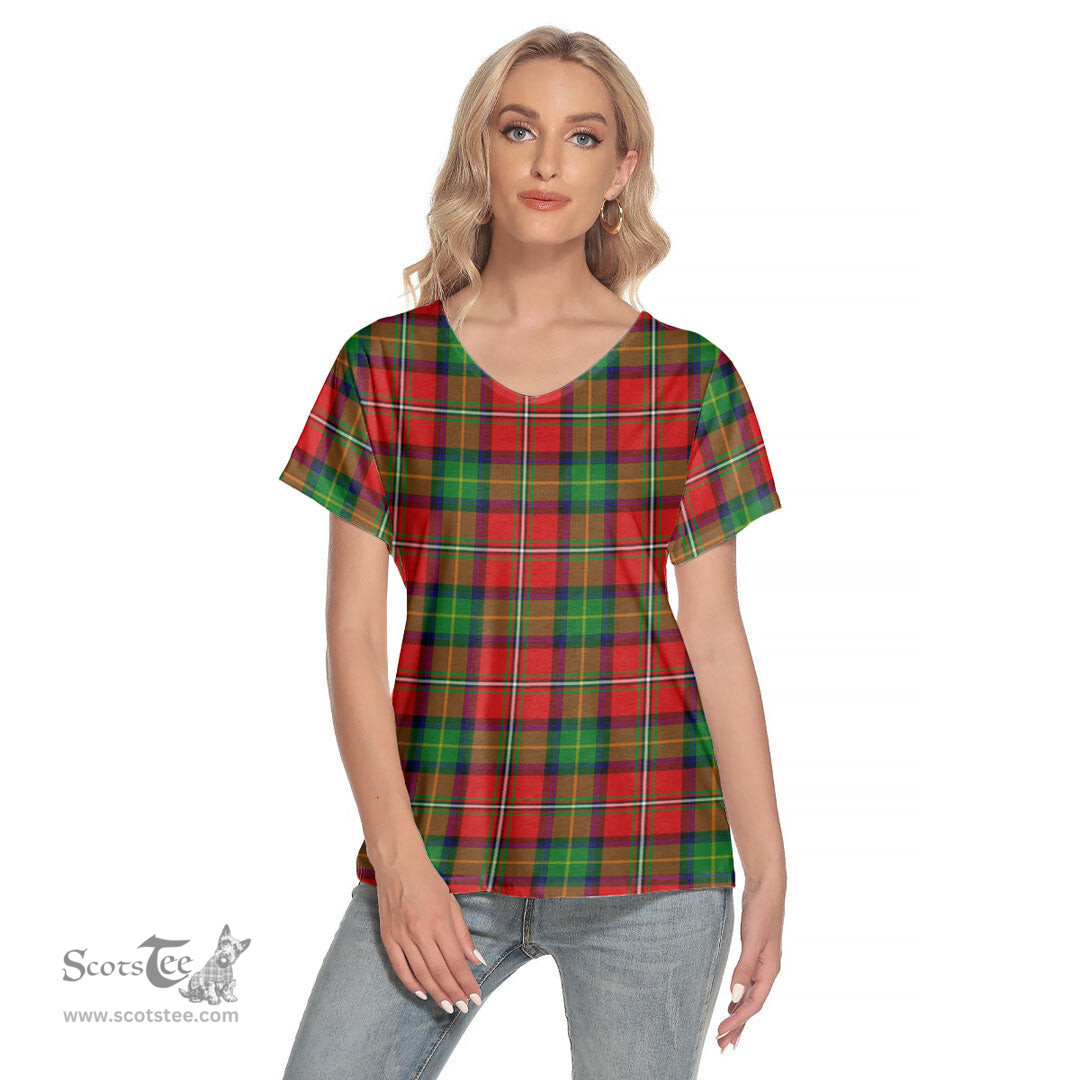 ScotsTee Shop Scottish Boyd Modern Clan Tartan Womens V Neck T Shirt