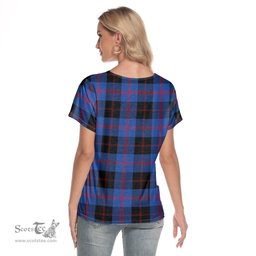 ScotsTee Shop Scottish Angus Modern Clan Tartan Womens V Neck T Shirt