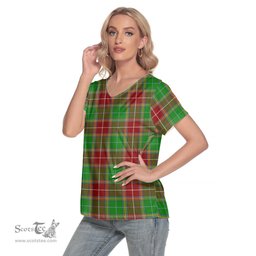 ScotsTee Shop Scottish Baxter Modern Clan Tartan Womens V Neck T Shirt