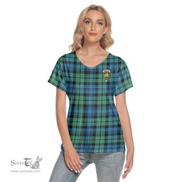 ScotsTee Shop Scottish Campbell Ancient 01 Clan Crest Tartan Womens V Neck T Shirt