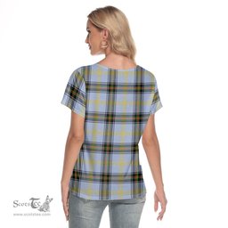 ScotsTee Shop Scottish Bell of the Borders Clan Tartan Womens V Neck T Shirt