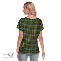 ScotsTee Shop Scottish Bisset Clan Crest Tartan Womens V Neck T Shirt
