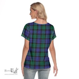 ScotsTee Shop Scottish Blackwatch Modern Clan Tartan Womens V Neck T Shirt