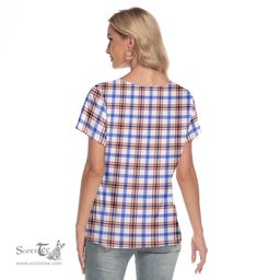 ScotsTee Shop Scottish Boswell Modern Clan Crest Tartan Womens V Neck T Shirt