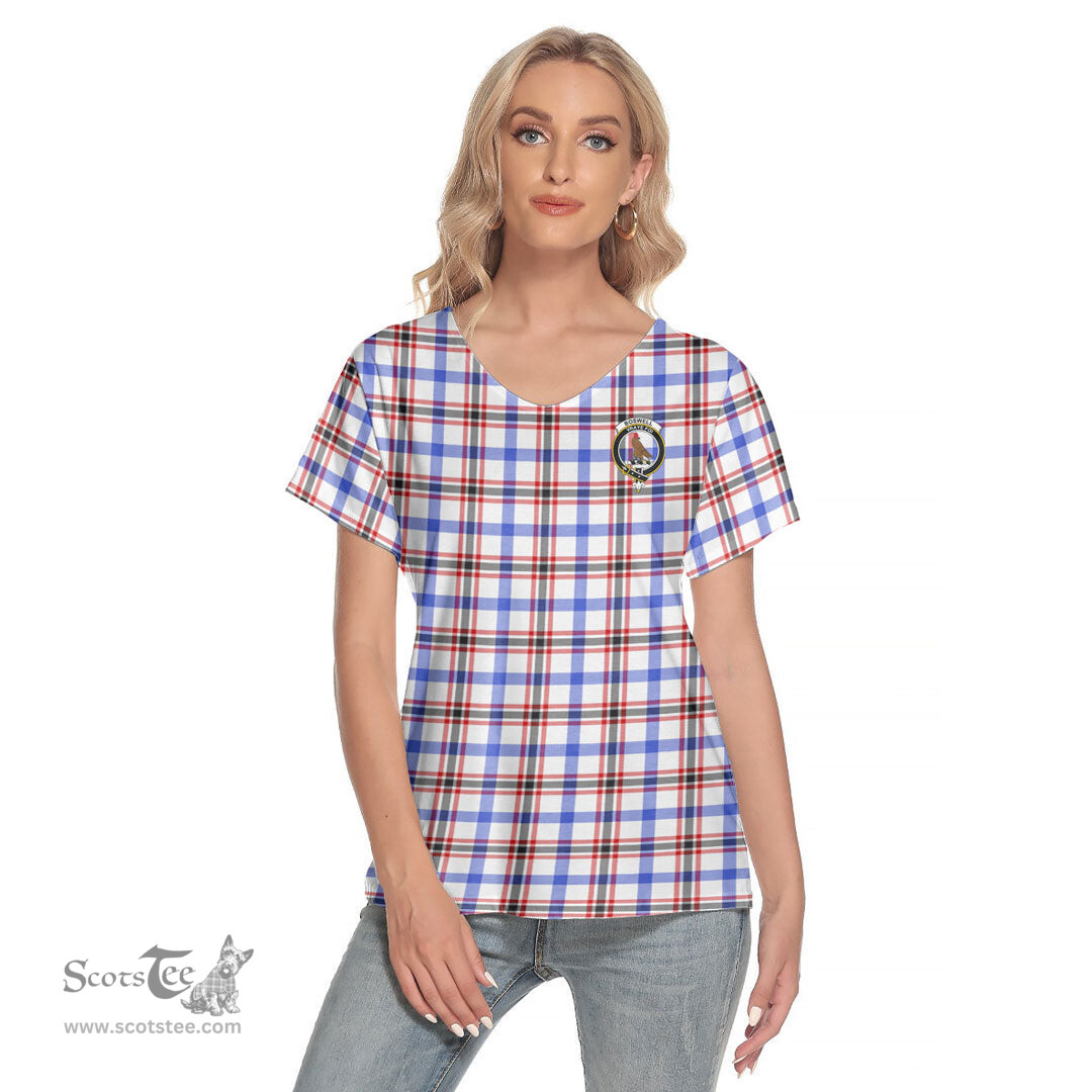 ScotsTee Shop Scottish Boswell Modern Clan Crest Tartan Womens V Neck T Shirt
