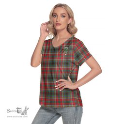 ScotsTee Shop Scottish Anderson of Arbrake Clan Crest Tartan Womens V Neck T Shirt