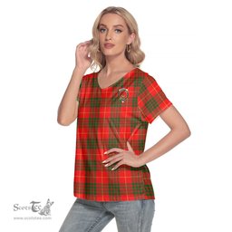 ScotsTee Shop Scottish Cameron Modern Clan Crest Tartan Womens V Neck T Shirt