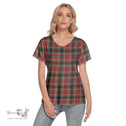 ScotsTee Shop Scottish Anderson of Arbrake Clan Tartan Womens V Neck T Shirt