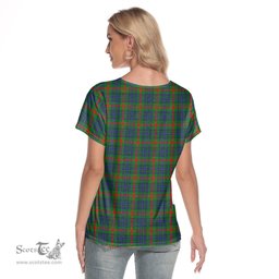ScotsTee Shop Scottish Aiton Clan Crest Tartan Womens V Neck T Shirt