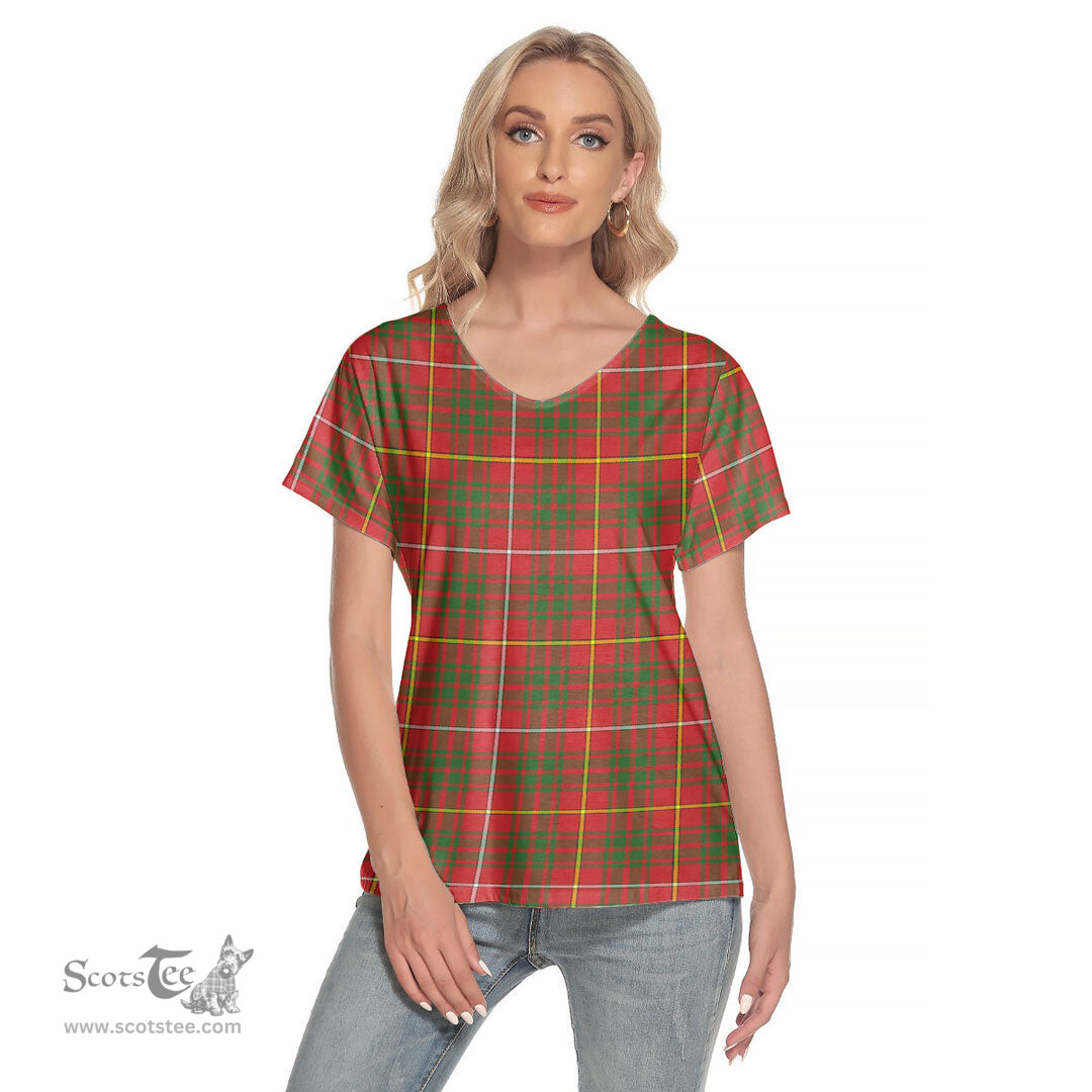 ScotsTee Shop Scottish Bruce Modern Clan Tartan Womens V Neck T Shirt
