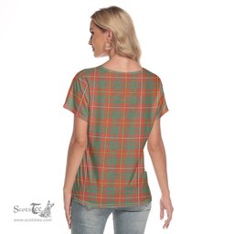 ScotsTee Shop Scottish Bruce Ancient Clan Crest Tartan Womens V Neck T Shirt
