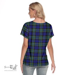 ScotsTee Shop Scottish Arbuthnot Modern Clan Crest Tartan Womens V Neck T Shirt