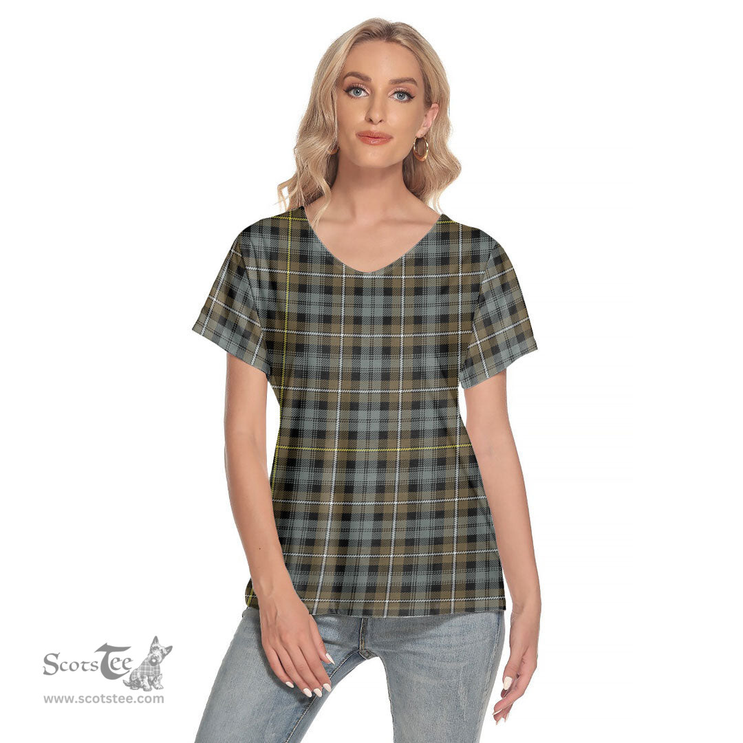 ScotsTee Shop Scottish Campbell Argyll Weathered Clan Tartan Womens V Neck T Shirt